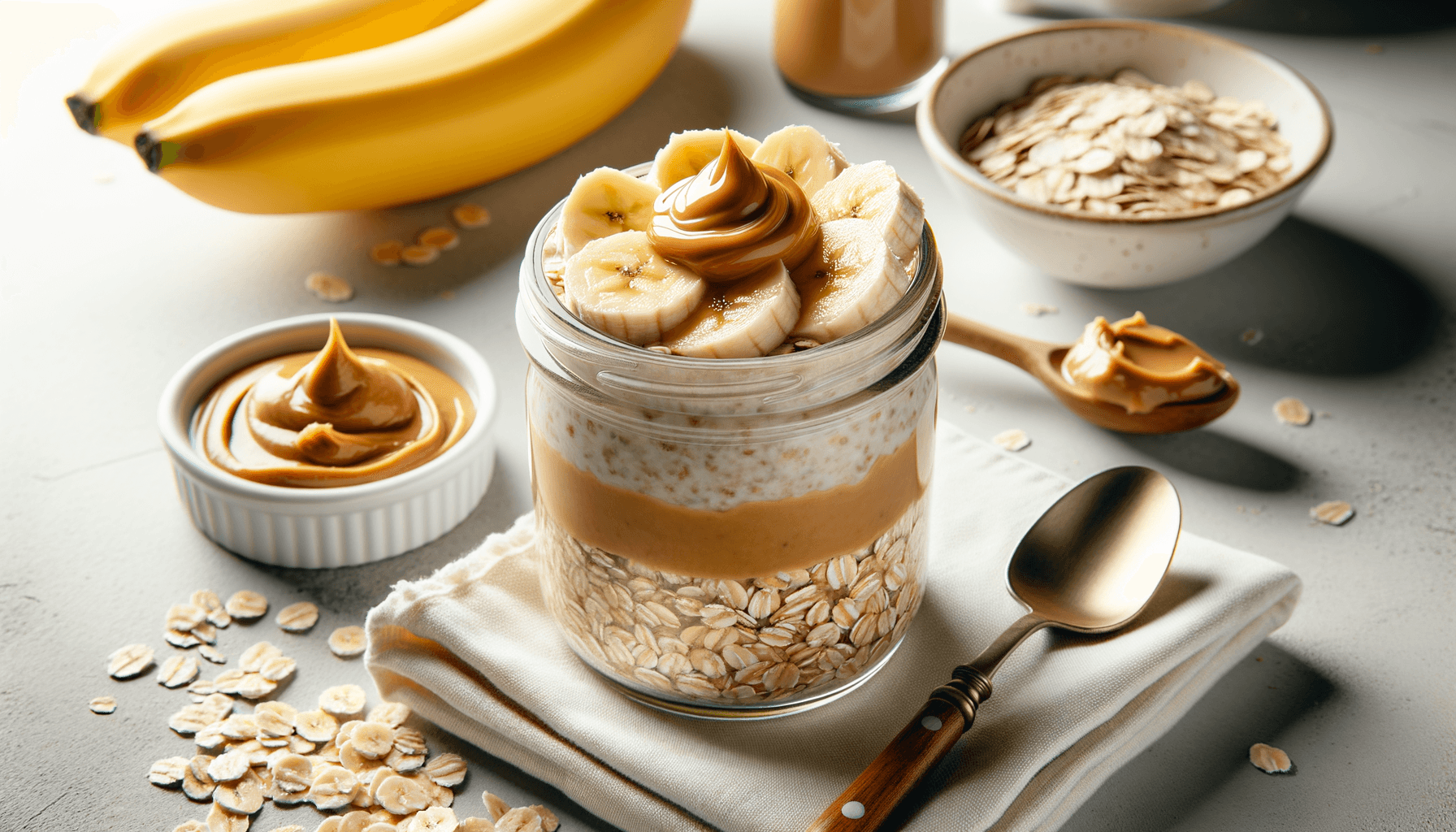 Banana Peanut Butter Overnight Oats for Breakfast